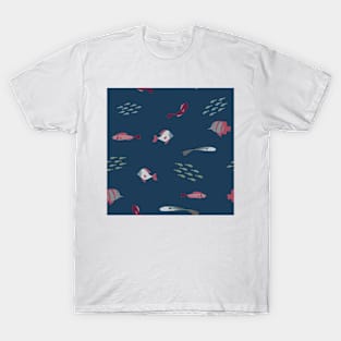 Ocean Fish on Navy T-Shirt